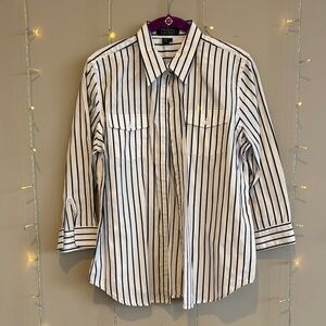 Lauren Ralph Lauren White and Black Button Down Shirt